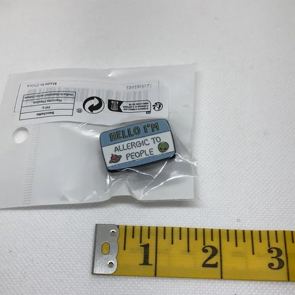 3/$25 Acrylic Pin Name Badge “Hello I’m Allergic to People” Unisex - Picture 3 of 3